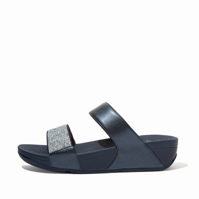 FitFlop Lulu Faux Leder Navy - FitFlop Pantoletten Damen Schweiz [DGFL-91658]